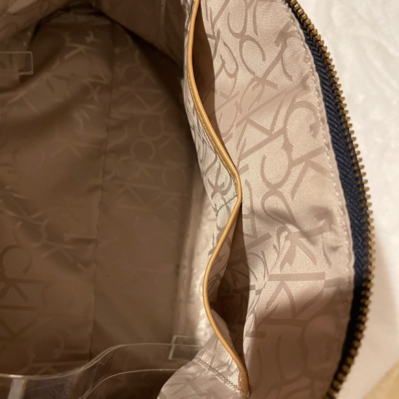 Calvin Klein Signature Logo Navy Satchel Purse - Picture 7 of 13